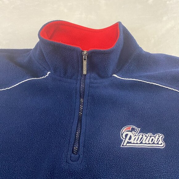Vintage Reebok NFL New England Patriots 1/4 Zip Fleece Size 2XL Navy Sweater Y2K - Picture 4 of 13